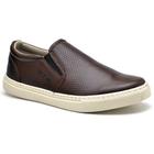 Tênis Iate Casual Slip On Couro Masculino Solado Flat Emborrachado Flexível Confortável