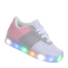 Tênis Infantil Branco Casual Com Luzes de Led que Pisca Brilha Colors Love