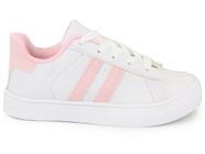 Tênis Infantil Branco Sapato Escolar Casual Criança Menino Menina Faixa Lateral Confortável Barato