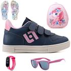 Tenis Infantil Casual Sapatenis Meninas Street Calce Facil + Mochila Chinelo Oculos Relogio