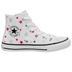 Tênis Infantil Converse Cano Alto Estrelas Branco E Prata