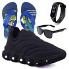 Tenis Infantil De Led Calce Facil Elastico Meninos Masculino + Chinelo Oculos Relogio