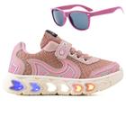 Tenis Infantil De Led Casual Jogger Meninas Escolar Basico + Oculos