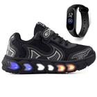 Tenis Infantil De Led Casual Jogger Meninos Escolar Basico + Relogio