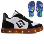 Tenis Infantil De Led Casual Sapatenis Meninos Meninas Street Calce Facil + Chinelo