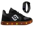 Tenis Infantil De Led Casual Sapatenis Meninos Meninas Street Calce Facil + Relogio