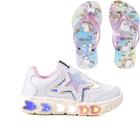 Tenis Infantil De Led Meninas Estrela Holografico Casual LIGHT + Chinelo