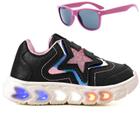 Tenis Infantil De Led Meninas Estrela Holografico Casual LIGHT + Oculos