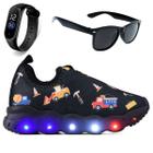 Tenis Infantil De Led Meninos Calce Facil + Oculos Relogio