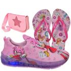 Tênis Infantil Feminino Com Led Slip On Unicórnio/Amy Rose + Chinelo + Bolsa Estrela Menina Novo