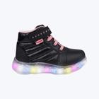 Tênis Infantil Feminino Pampili Cano Médio LED Preto - 6820