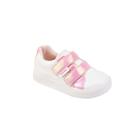 Tênis Infantil Feminino Sameka Branco Rosa Holográfico