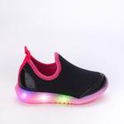 Tênis Infantil Kidy Flex Light LED Calce Facil Preto Pink