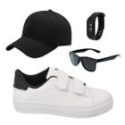 Tênis Infantil Masculino Escolar Casual Menino Novo Óculos+Relógio+Boné