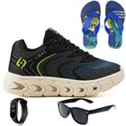 Tenis Infantil Masculino Meninos Escolar Casual Calce Facil Basico + Chinelo Oculos Relogio