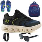 Tenis Infantil Masculino Meninos Escolar Casual Calce Facil Basico + Mochila Chinelo Oculos Relogio