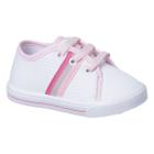 Tênis Infantil Menina Branco Listra Rosa