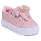 Tênis Infantil Menina Glitter Rosa Laço