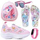 Tenis Infantil Meninas Casual Mochila Chinelo Oculos Relogio