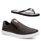 Tênis Infantil Menino Slip On Elástico Liso Casual + Chinelo