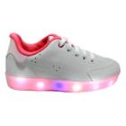 Tênis Kidy Hype Leds Infantil Branco Rosa