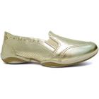 Tênis Kolosh Feminino Slip-On Calce Fácil Microfuros Metalizado Dourado