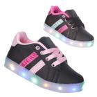 Tênis Led Luz Glitter Feminino infantil meninas Preto Rosa