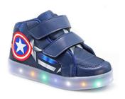 Tenis Led luz pisca capitão america que pisca Infantil Cano Baixo meninos