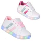 Tenis Led Luz Pisca Criança Infantil Feminino Branco Rosa ou Pink