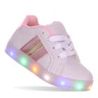 Tenis Led Luz Pisca Feminino Infantil Menina Rosa ou Branco