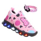 Tenis Luzinha Luz Led Infantil Menina Rosa Vem a Pulseira Blogueirinha