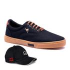 Tenis Masculino Casual Em Lona Polo Joy Solado Reto + Boné