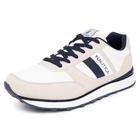 Tênis masculinos casuais modernos com cadarço da Nautica Oxford, confortáveis sapatos de caminhada Outfall, 3 brancos, cinza marinho, 9,5