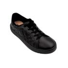 Tenis material sintético Moleca Feminino Branco Preto Casual Sapatenis 5791.104