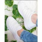 Tênis Meia Feminino Branco Slip On Bordado