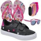 Tênis Menina Estrela Glitter Feminino Infantil + Chinelo + Óculos + Relógio