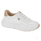 Tênis Modare Ultraconforto Sola Pulse Casual Feminino Branco Dourado