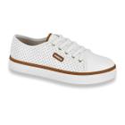 Tênis Moleca Casual Microperfuros Cadarços Feminino Branco