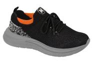 Tenis molekinho preto cinza laranja 2850.311 gaspea knit