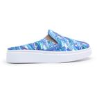 Tênis Mule Feminino Slip On Calcanhar Aberto Babuche Flor Azul