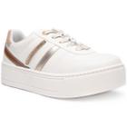 Tênis Ramarim Plataforma Casual Feminino - Branco e Dourado