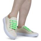 Tenis Sapatenis Casual Modinha Bege Detalhes Verde Neon Lila Martore