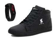 Tênis Sapatênis Masculino Bota + Pulseira Relógio Digital