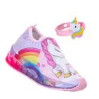 Tenis Sapato de Luzinha de Led Unicornio Infantil Com Pulseira de Menina Kids