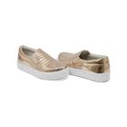 Tênis Slip On Casual Feminino Metalizado Elástico Laterais Calce Fácil Sola Reta