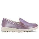 Tênis Slip On Couro Roxo Perolado Elástico Lateral