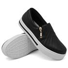 Tênis Slip On Dk Shoes com Ziper Lateral Detalhe em Costura e Sola com Listra