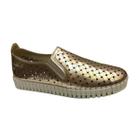 Tênis Slip On Dourado Confort Couro Macio