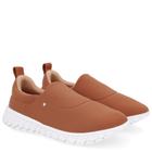 Tênis Slip On Marrom Canela Elastano Sola Branca