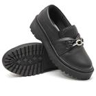 Tênis Slip On Oxford Feminino Detalhe Metal Preto